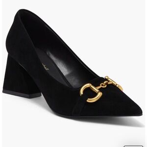 Jeffrey Campbell Black Leather Heels with Gold Detail